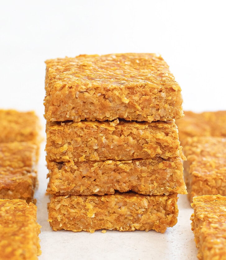 A stack of four Pumpkin Oatmeal Bars