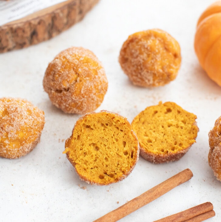 Pumpkin Donuts rolled in cinnamon sugar