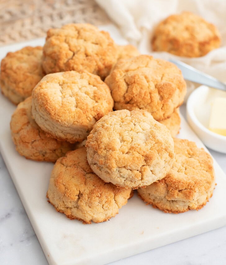 Circle biscuits on a serving board