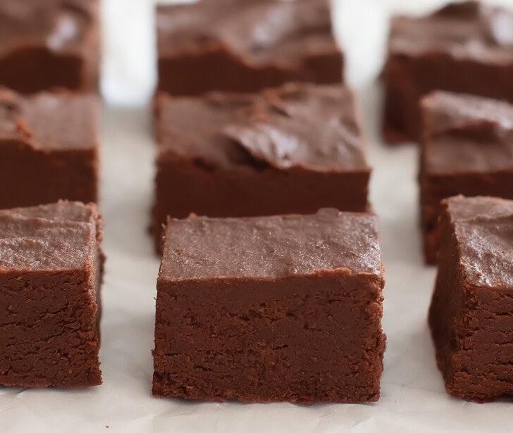 Chocolate fudge cut into squares