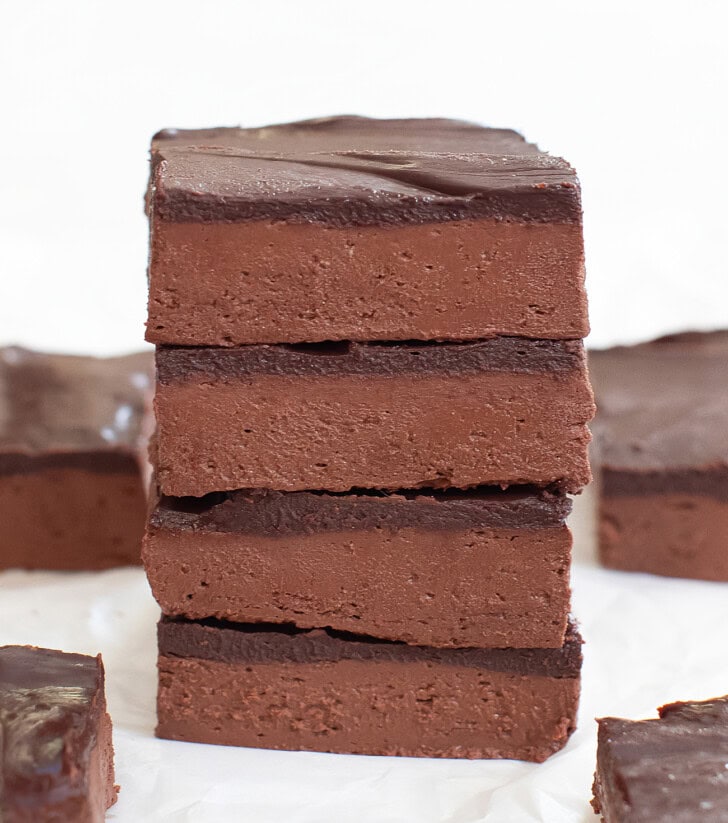 A stack of four brownies
