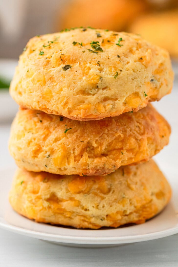 A stack of golden brown Cottage Cheese Biscuits