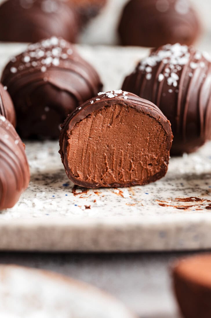 Cottage Cheese Truffles coated in bittersweet chocolate