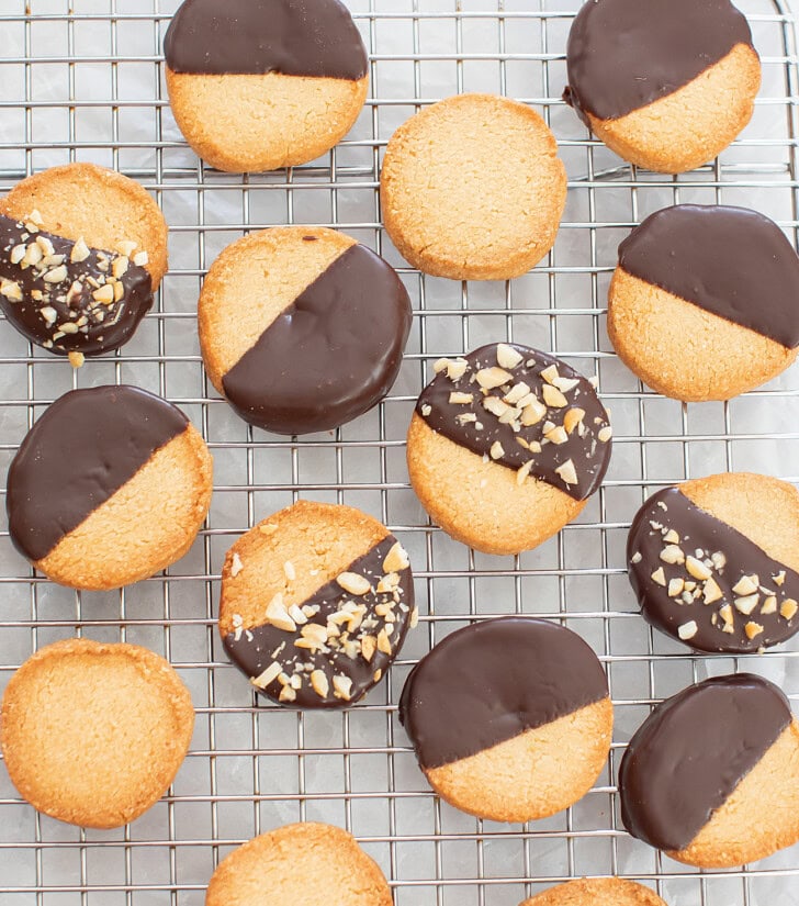 Shortbread cookies on a cooling rack