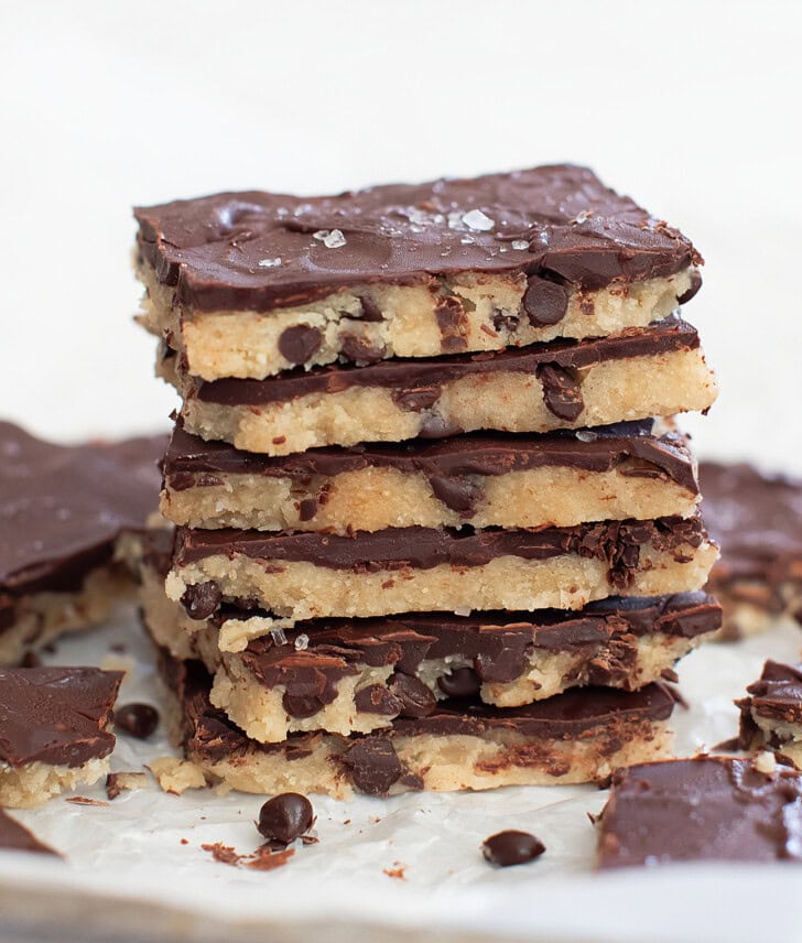 A stack of cookie bark pieces