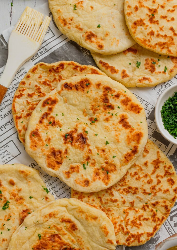 Flatbread brushed with melted garlic butter