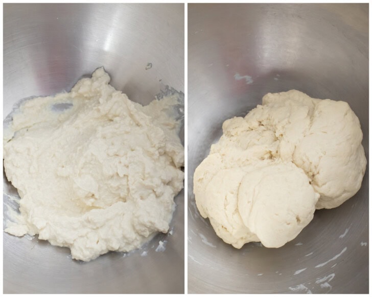 Tofu blended and then mixed with flour
