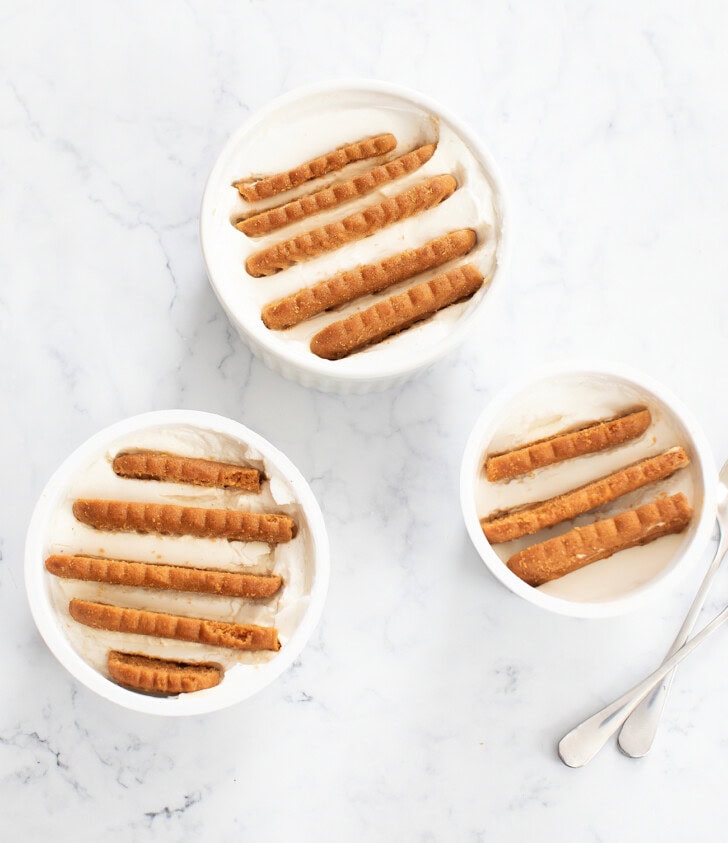 Biscoff cookies in cups of yogurt
