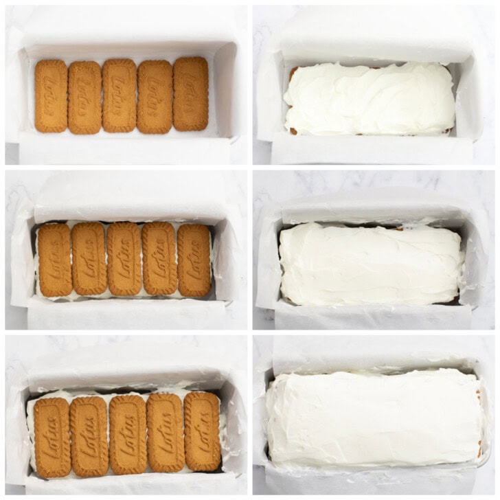 Steps to make a yogurt cheesecake in a loaf pan