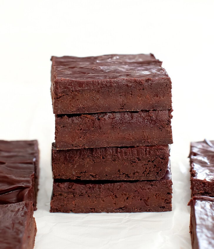 A stack of four brownies