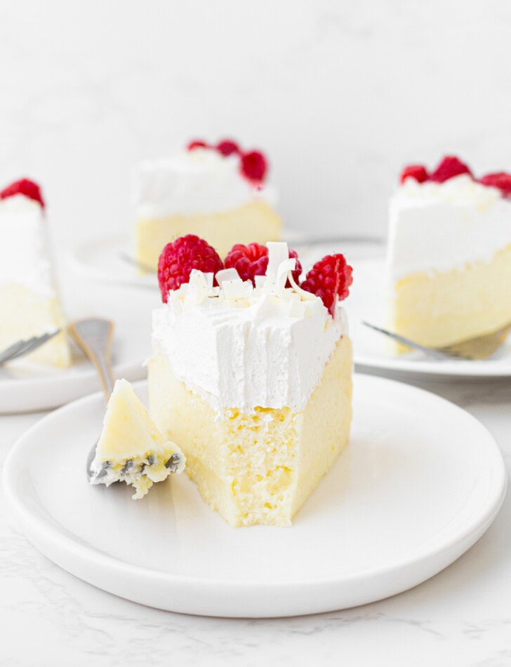 A bite taken from a slice of Cottage Cheese Cake