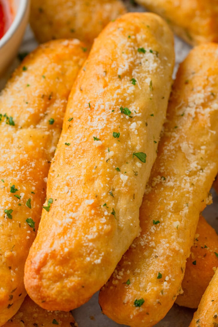 Breadsticks with parmesan on top