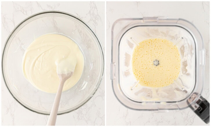 Steps to make the batter for a Yogurt Cheesecake