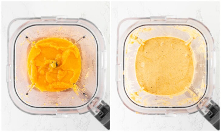 Persimmons blended until smooth and then mixed with eggs and coconut sugar