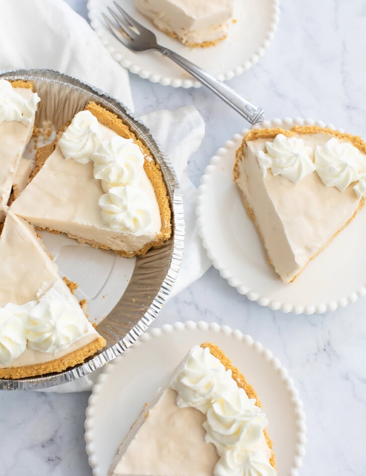 A cottage cheesecake cut into slices