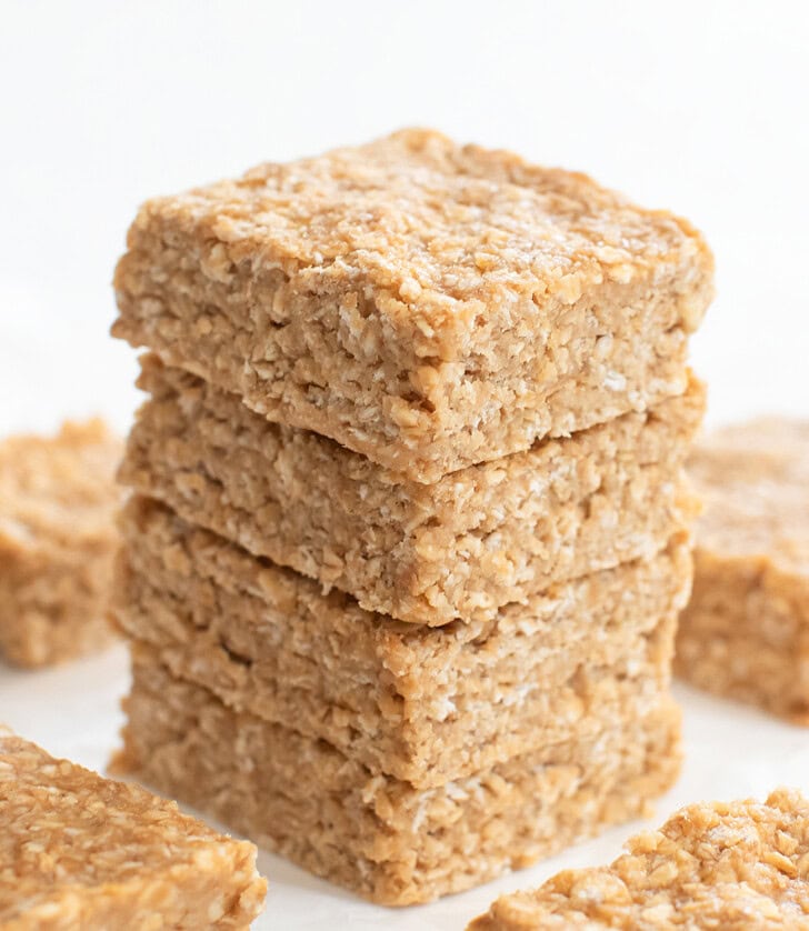 A stack of no bake oatmeal bars