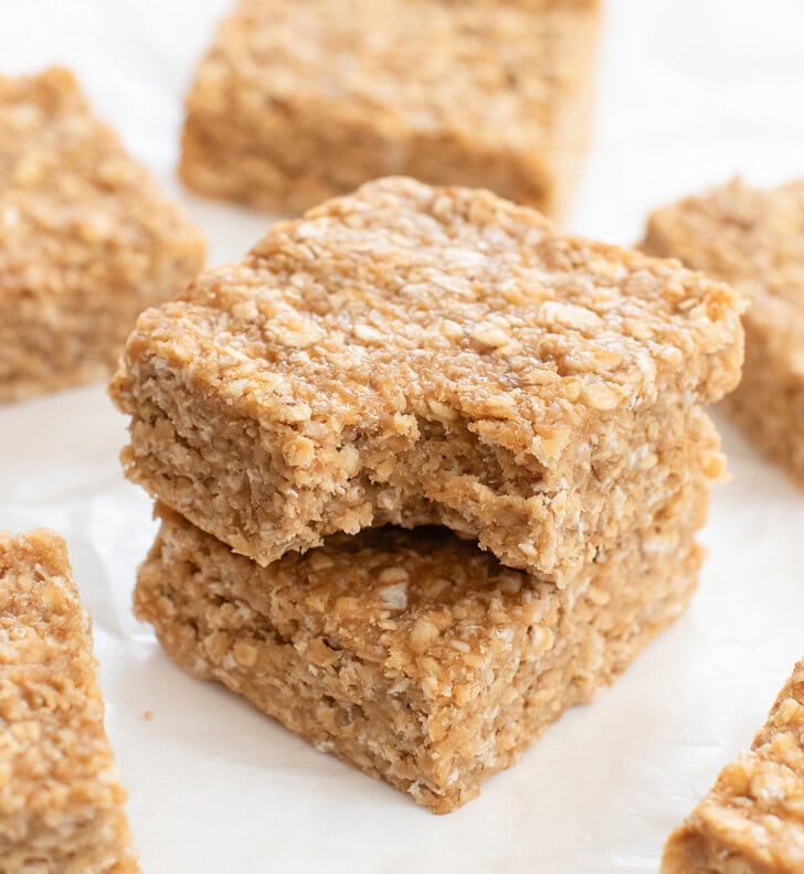 A bite taken from an oatmeal bar