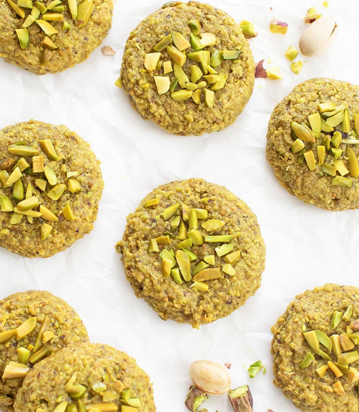 Pistachio Cookies with chopped pistachios on top