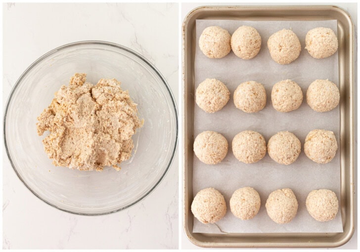 Steps to shape dough for cheesecake balls
