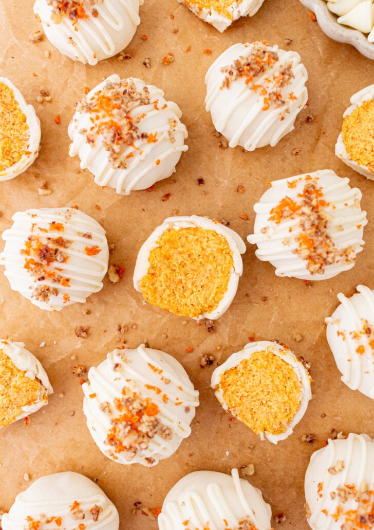 Carrot Cheesecake Balls dipped in white chocolate