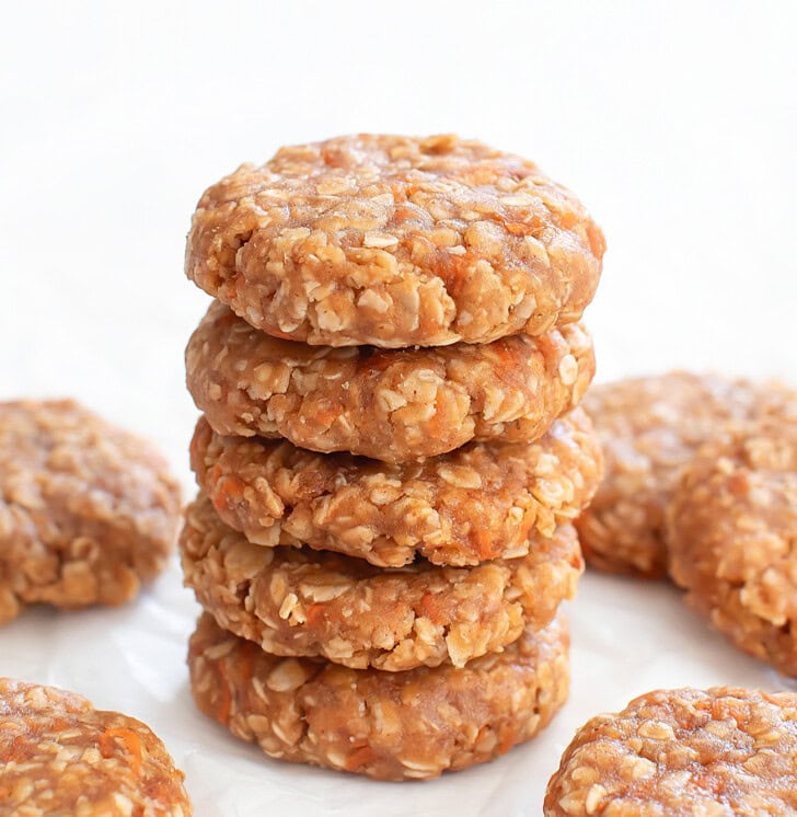 A stack of five Carrot Oatmeal Cookies