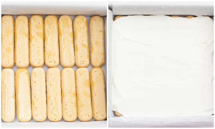 The steps to make a No Bake Tiramisu Cheesecake