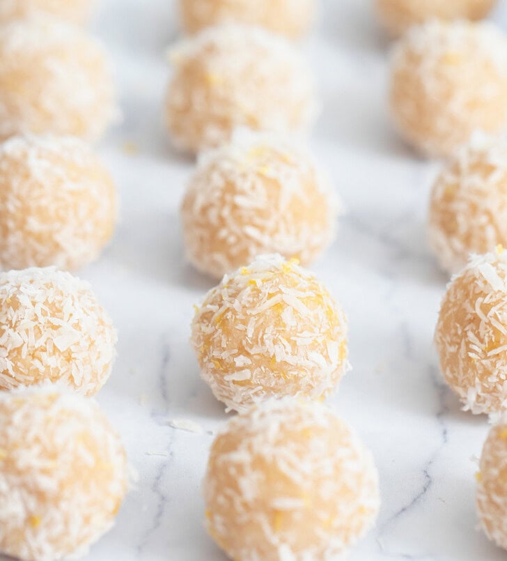Lemon balls rolled in shredded coconut