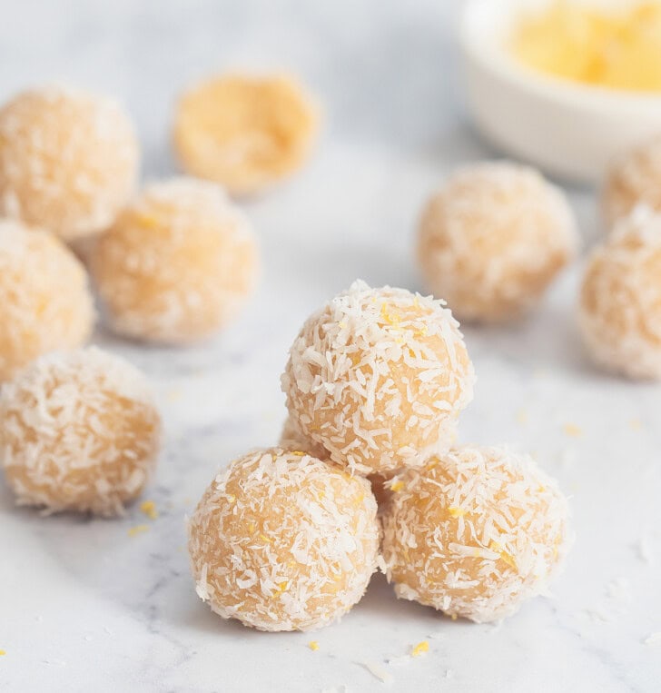 A pile of no bake lemon balls