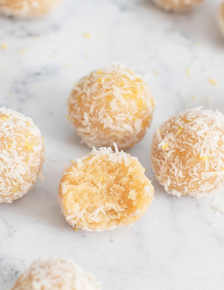 The center of a no bake lemon ball