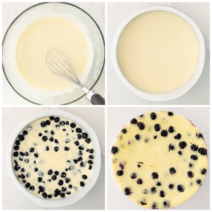 The steps to make a blueberry cheesecake