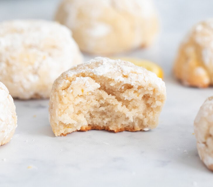 The center of a soft lemon cookie