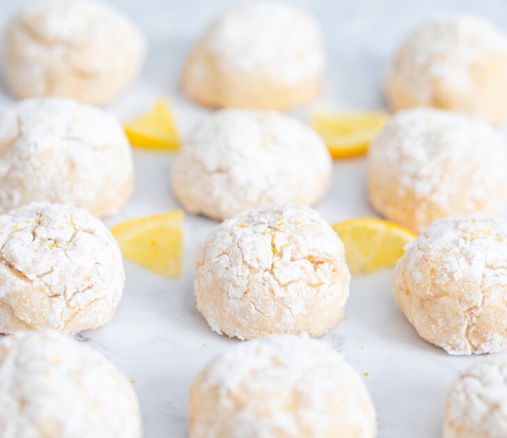 Lemon cookies with powdered sugar on top