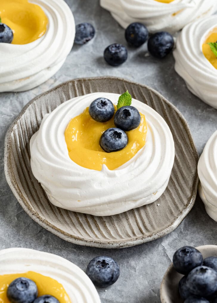 A Lemon Pavlova on a small plate