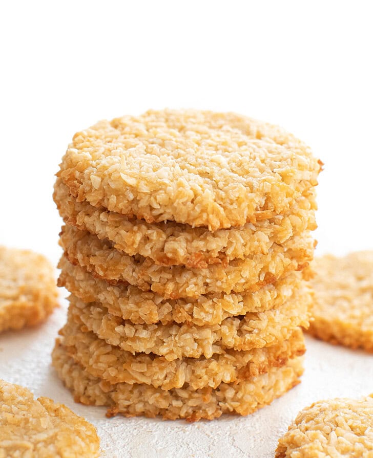 A stack of thin Coconut Cookies