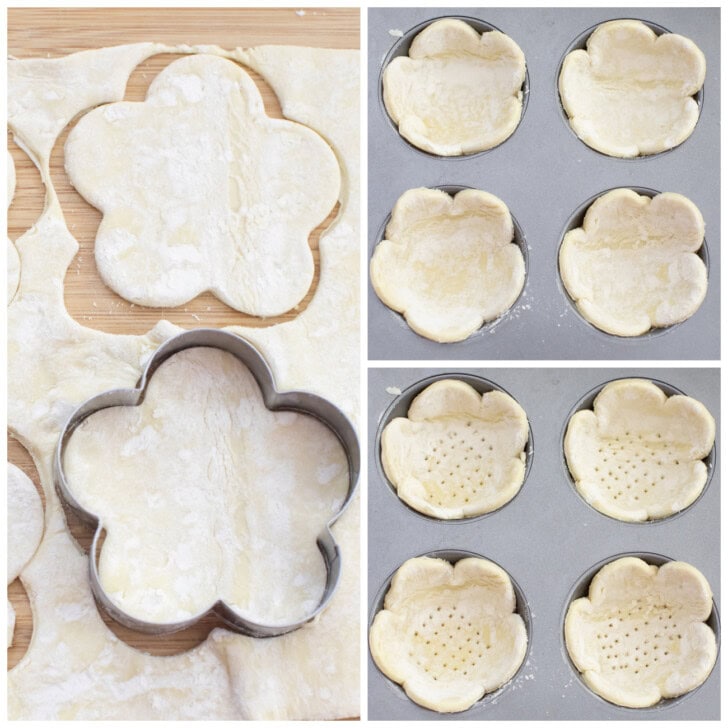 Steps to make puff pastry flowers