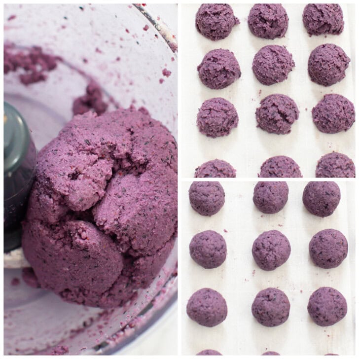 The steps to make blueberry cake balls