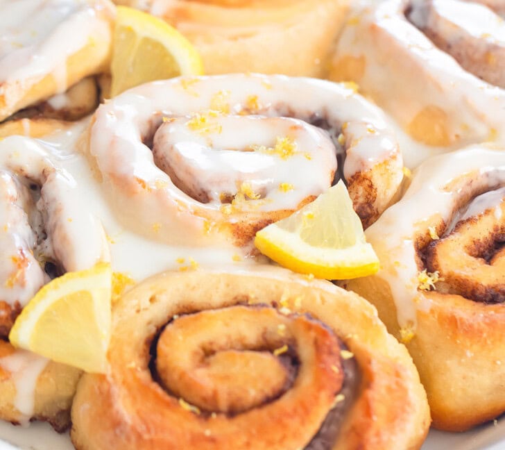 Lemon cinnamon rolls with lemon zest on top