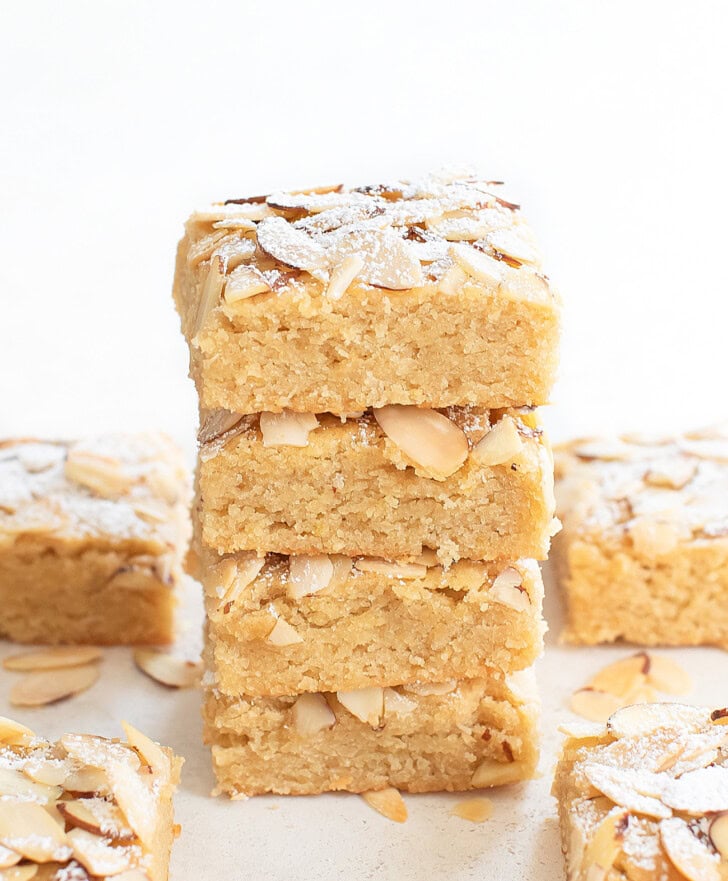 A stack of four almond bars