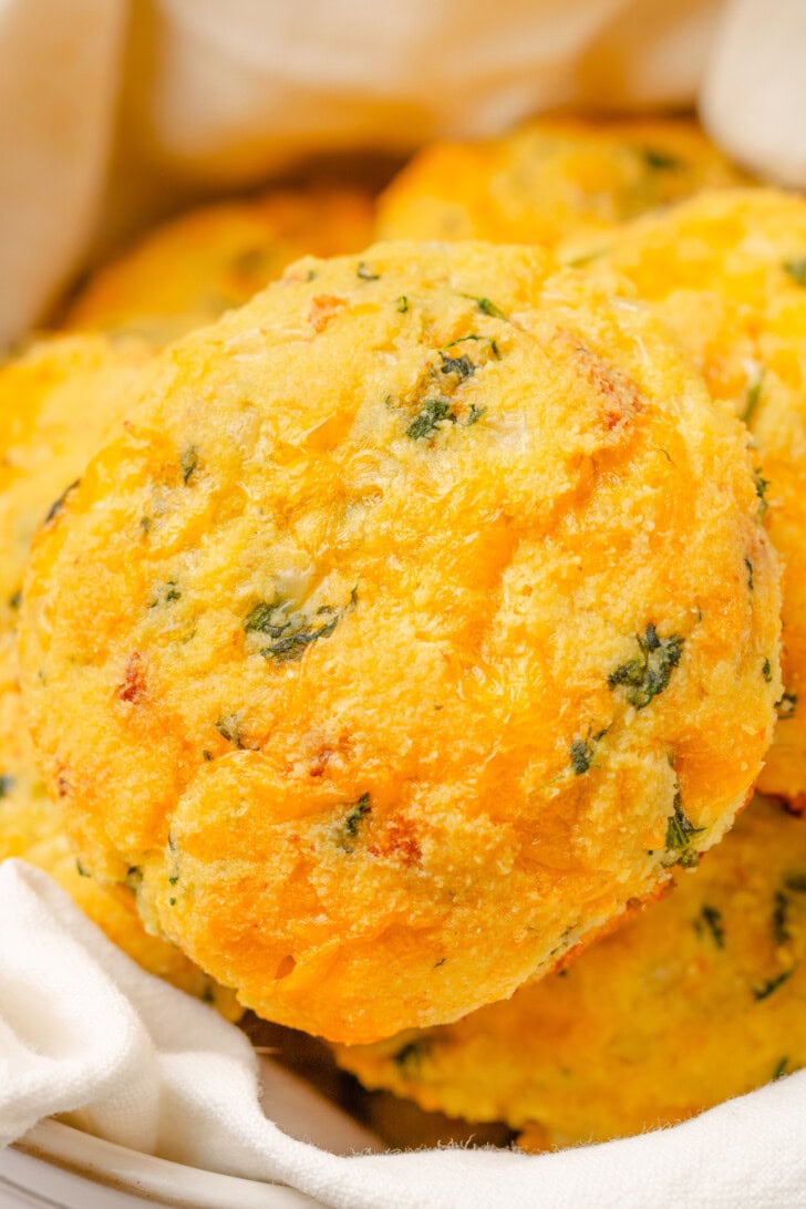 A close up of a cottage cheese biscuit