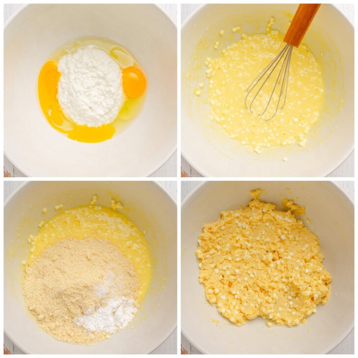 The steps to make a dough for biscuits