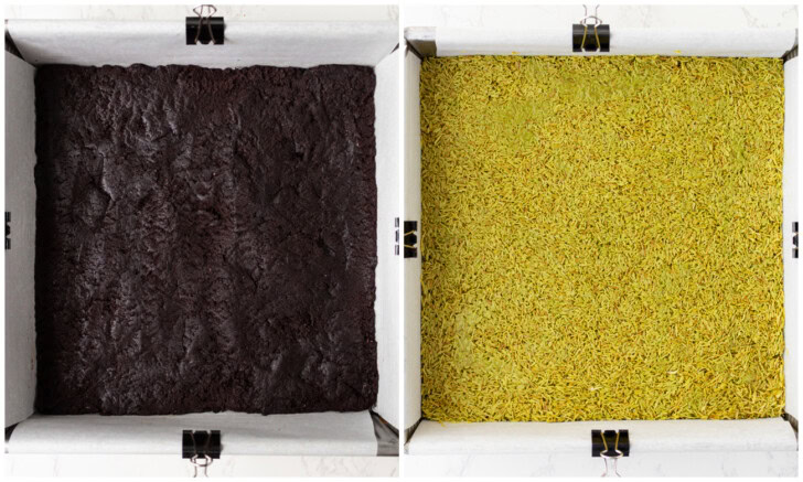 Steps to make the layers for Dubai chocolate brownies
