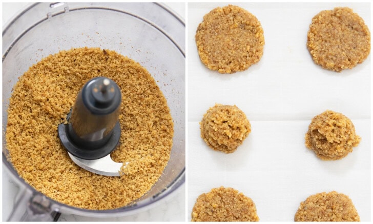 Walnuts pulsed in a food processor and then shaped into cookies