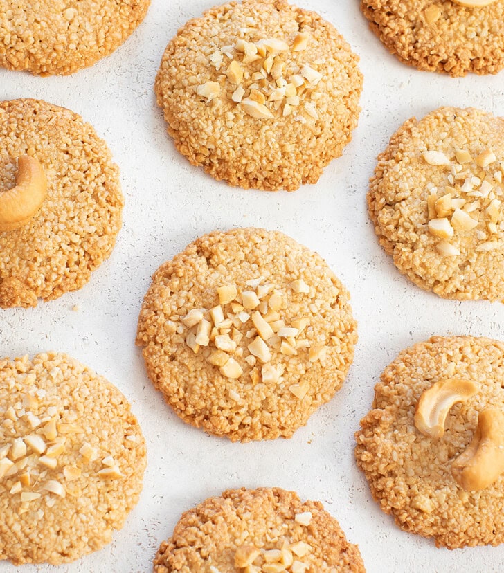 Cookies topped with cashews and chopped cashews