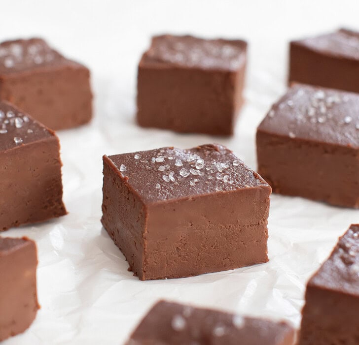 Fudge garnished with coarse salt