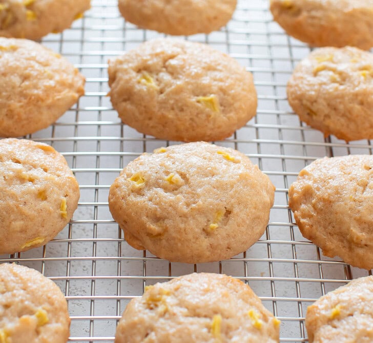 Apple cookies on a cooling rack