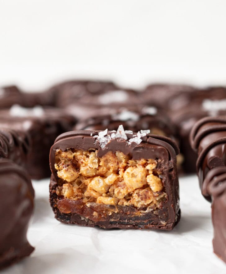 The filling of a candy bar