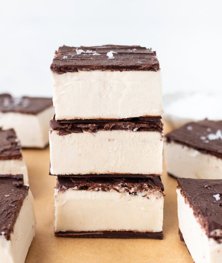 A stack of three ice cream bites