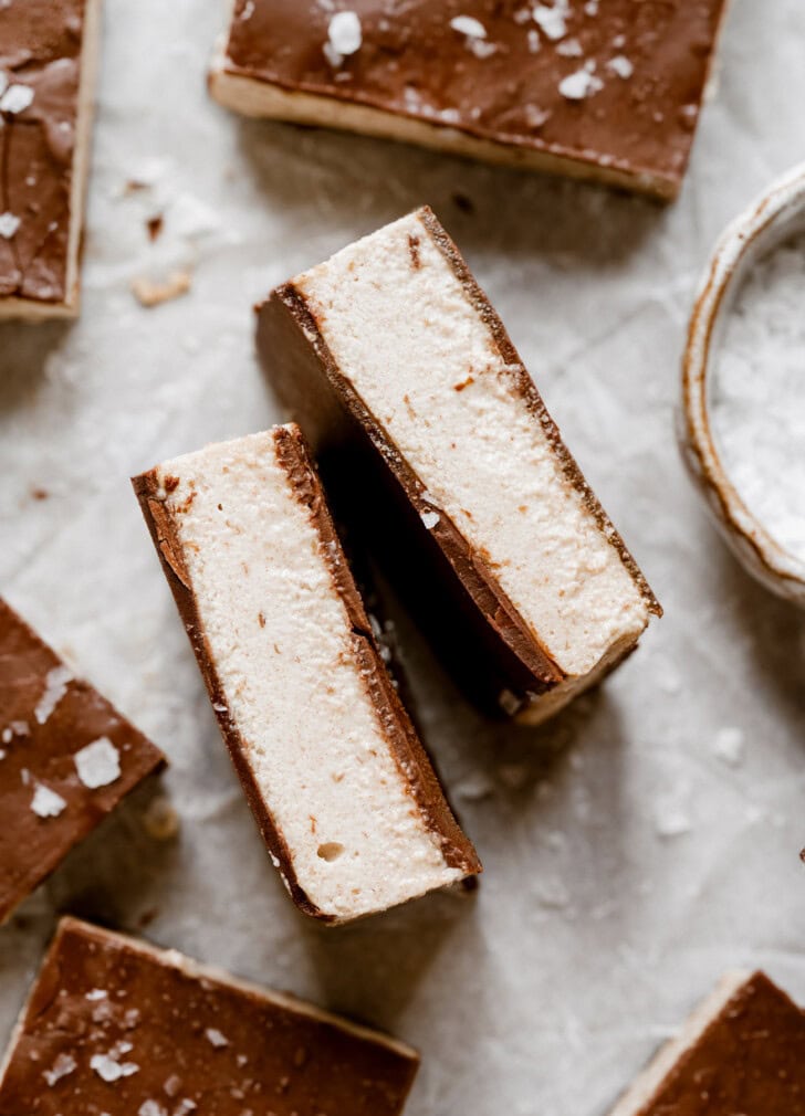 An ice cream bar on its side showing the center